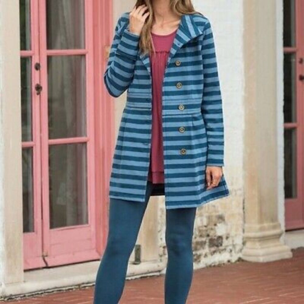 Matilda Jane Clothing MJ Make Believe Fall Breeze Jacket Blue Stripes Size XS